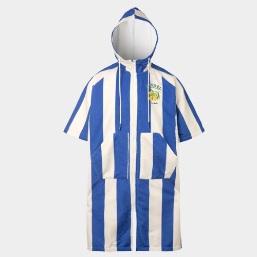 배럴 유니 집업 스트라이프 판초 타월 블루 B5SUWPO242BLU_이미지