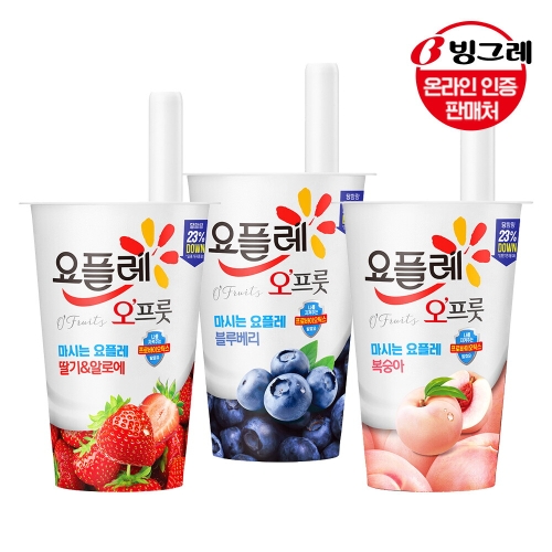 빙그레 요플레 오프룻 딸기 알로에 180ml (15개)_이미지