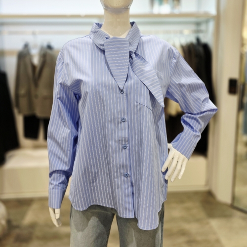 더틸버리 스트라이프 리본 블라우스 LTS2N0BL591_이미지