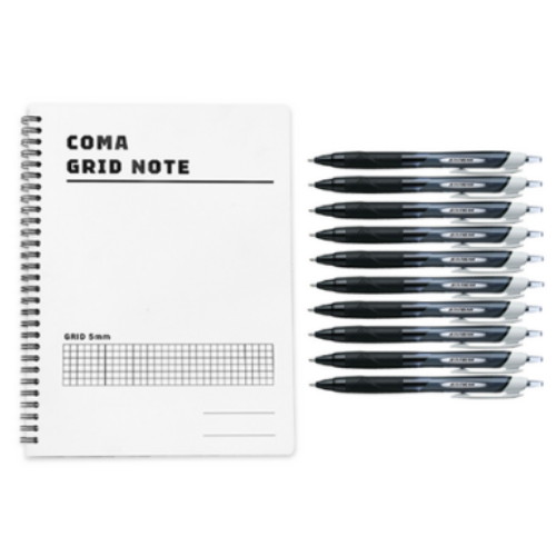 코마 스프링 그리드 노트 + 제트스트림 볼펜 1.0mm 세트