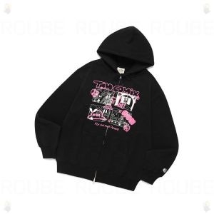 팀코믹스 SPRAY CARTOON GRAPHIC HOODIE ZIP UP BLACK TES1HZ373ABK_이미지