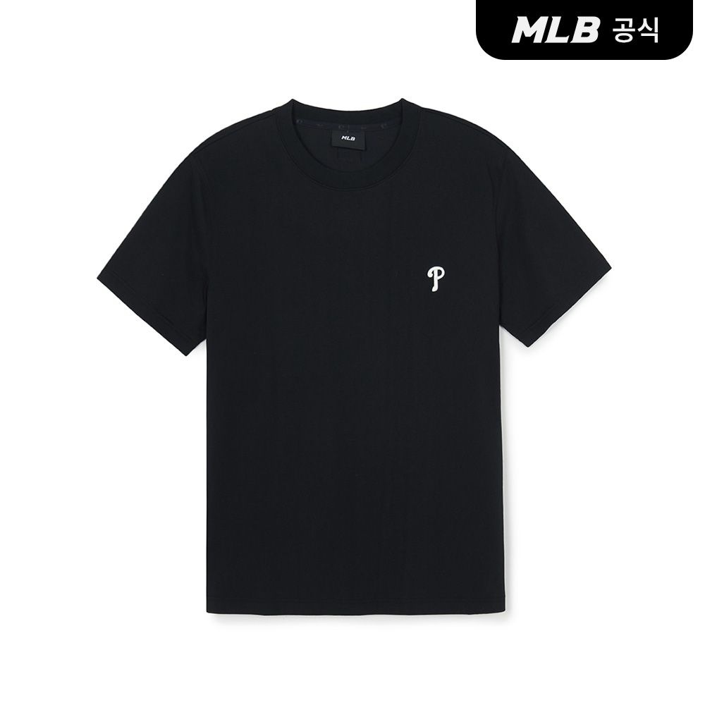MLB 공용 베이직 컴포터블핏 반팔 티셔츠 PHI Black 3ATSB0163-10BKS_이미지