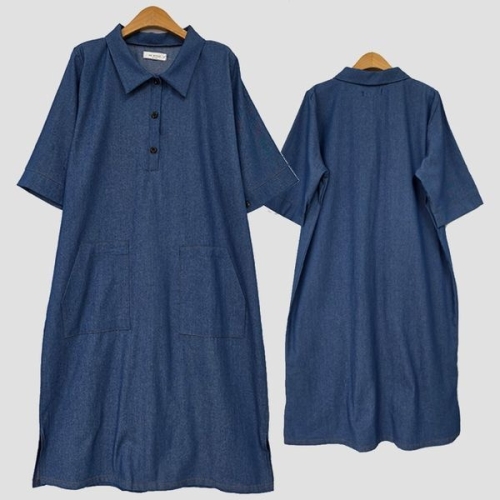 아이우먼 빅사이즈청원피스 U316L504 순수버튼하프통원피스 BS