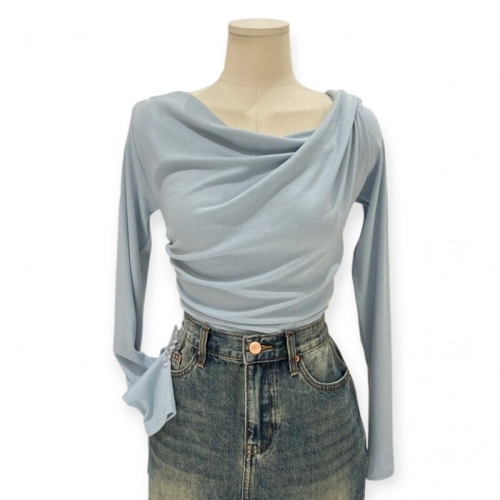 트위 언발 셔링 포인트 긴팔 티셔츠 TOBBFTS016