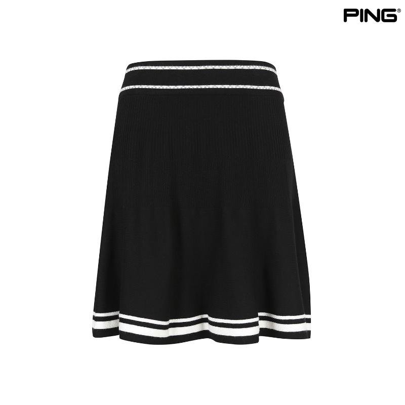 핑 라인 배색 니트 큐롯 스커트 121C3PC481_BK_이미지