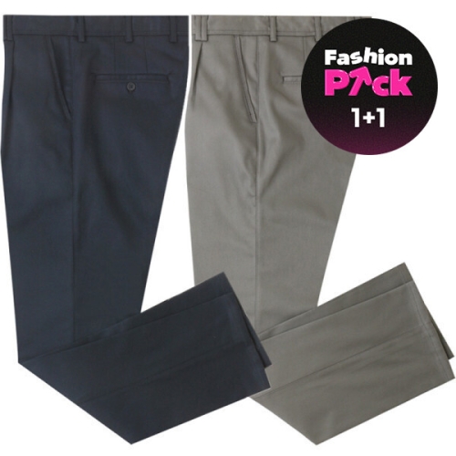 1+1 여름/가을 남자 스판 면바지 남성 링클프리 원턱 치노 면바지 일자바지