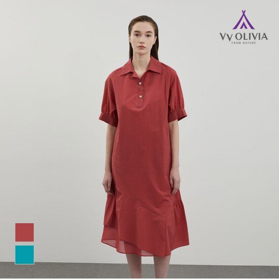 세정 올리비아로렌 여성 셔츠형 셔링 원피스 VVCOA4M4471