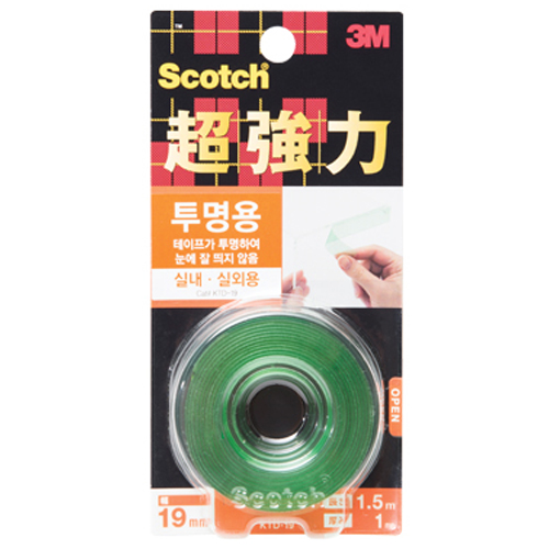 3M 스카치 초강력 투명 방수 양면테이프 KTD-19 19mm (1.5m, 1개)