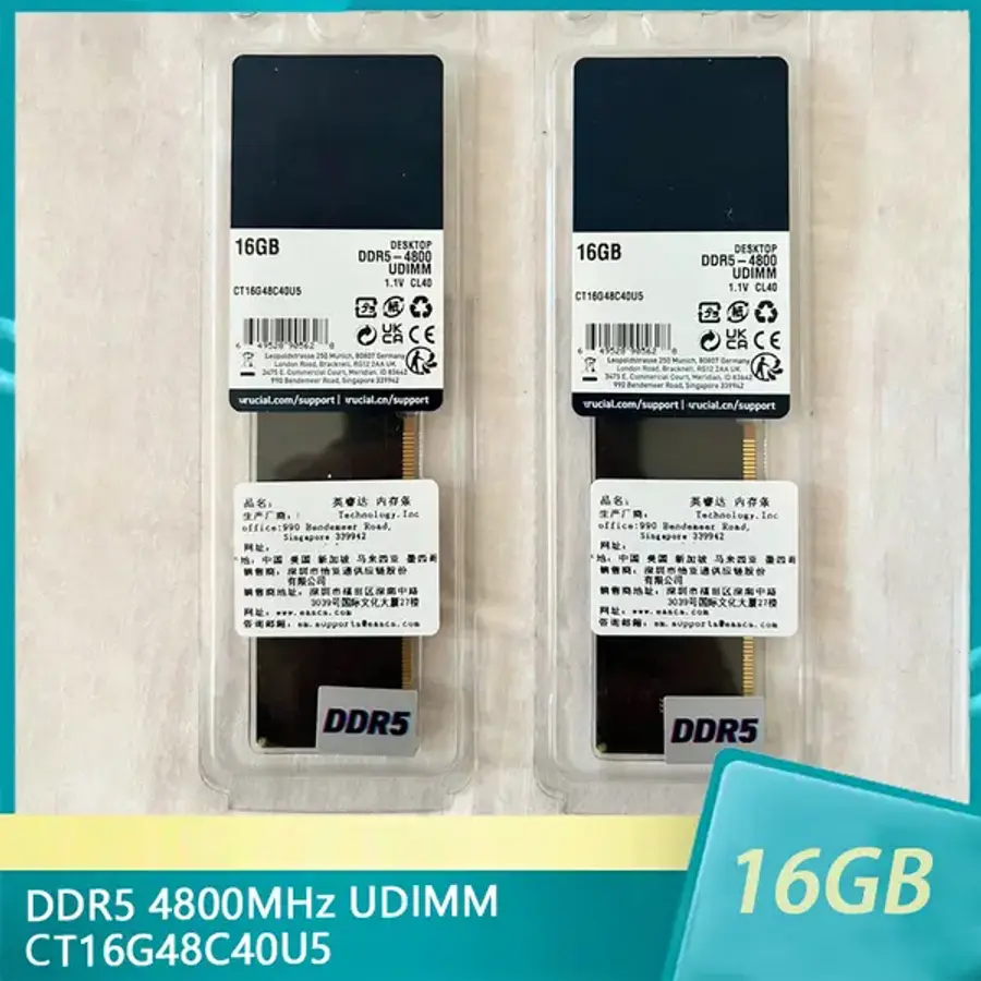 크루셜 데스크탑 메모리1.1V RAM 16GB DDR5 4800MHz UDIMM CT16G48C40U5