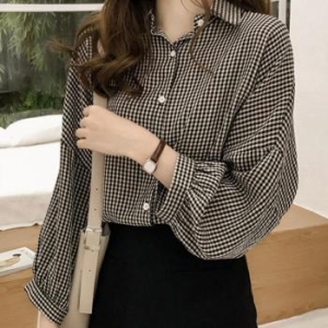 슈썸 체크남방 카라셔츠 데일리룩 블라우스 LK-S004 S8172709