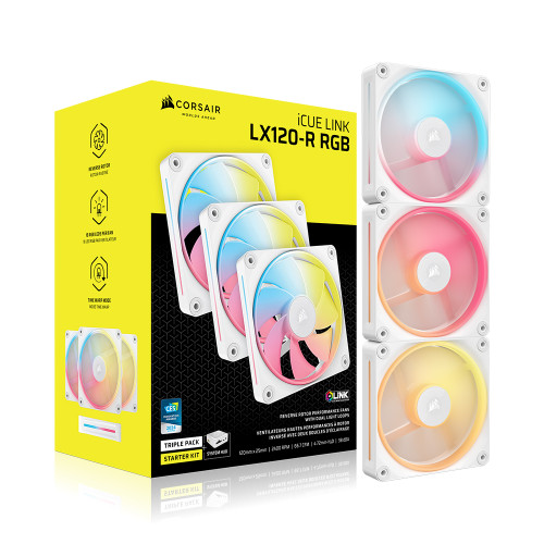 CORSAIR iCUE LINK LX120-R RGB STARTER KIT Reverse (3팩, 화이트)_이미지