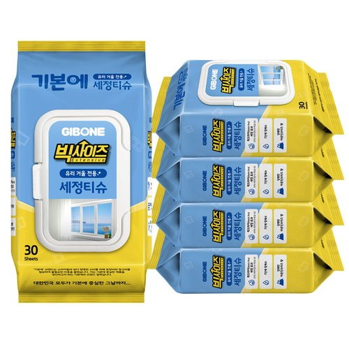 기본에 빅사이즈 유리 거울 전용 세정티슈 캡형 30매 (5팩)_이미지