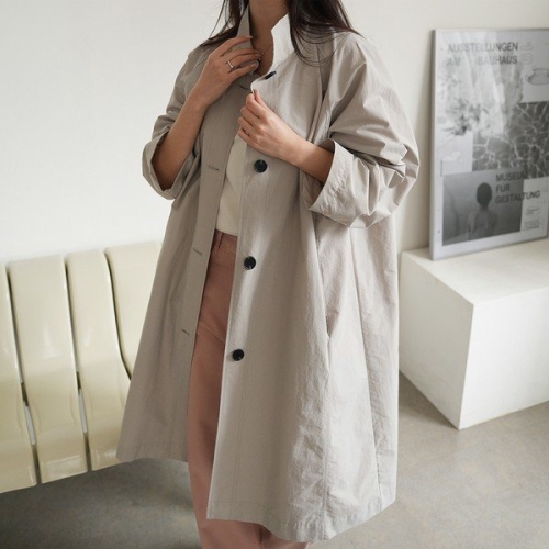 하늘바라기 바스락 하이넥 A라인 바바리_이미지