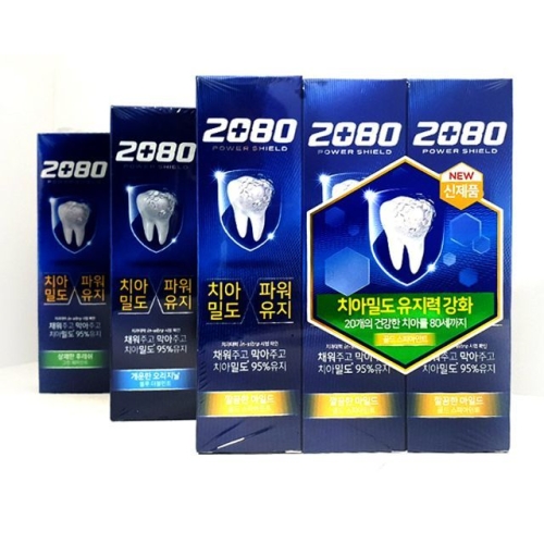 애경 2080 파워쉴드 그린 페퍼민트 치약 140g (3개)