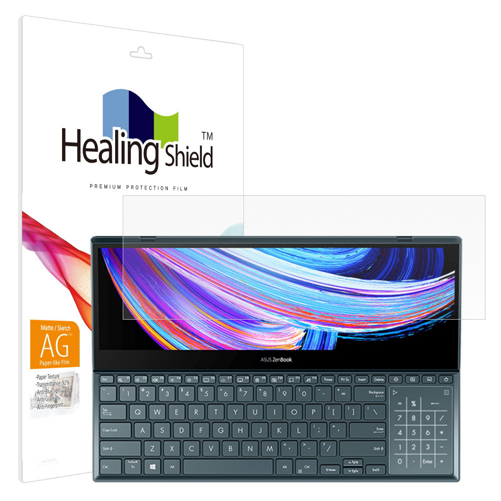 폰트리 힐링쉴드 ASUS 젠북 프로 듀오 15 OLED UX582LR 스크린패드 종이질감 지문방지 블루라이트차단 액정보호필름_이미지