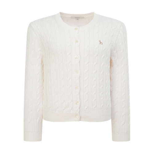 헤지스레이디스 여성 케이블 긴팔 크루넥 가디건 HSSW6AC11