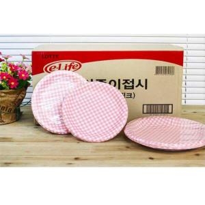 롯데알미늄 BOX 이라이프 칼라종이접시180 핑크 200p 일회용접시 일회용그릇 일회용종이 일회용용기 야외용품 BOX 이