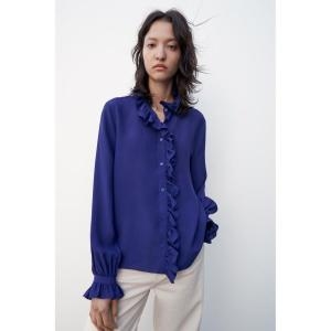자라 국내 프릴 플루이드 블라우스 ZW COLLECTION 5282540