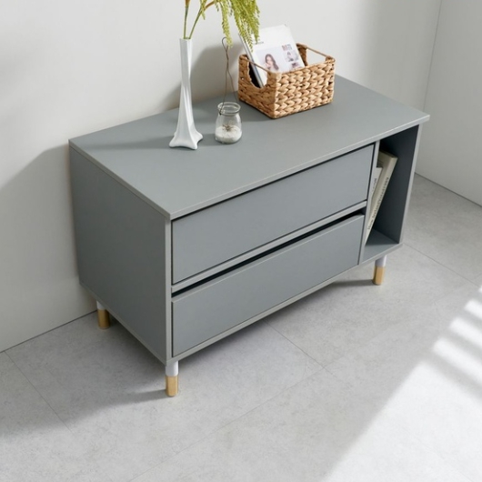 하임 네리오 2단 핸들리스 멀티 서랍 협탁 800