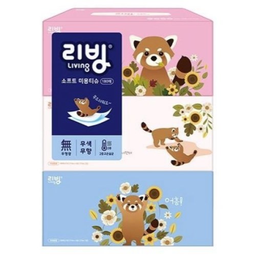리빙 소프트 미용티슈 180매 (3입)