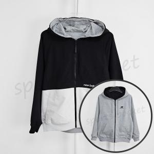 NBMDD31043 블랙 UNI 에센셜 리버서블 후드 집업 Semi Over Fit 남여공용 커플 양면 기본 집업