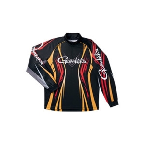 가마가츠 로고 지퍼 낚시긴팔셔츠 낚시셔츠GM3503 블랙레드 M-L