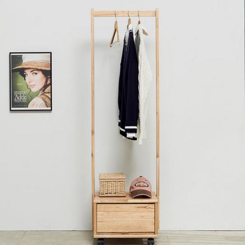 참죽 원목 수납형 이동식 미니 행거 400