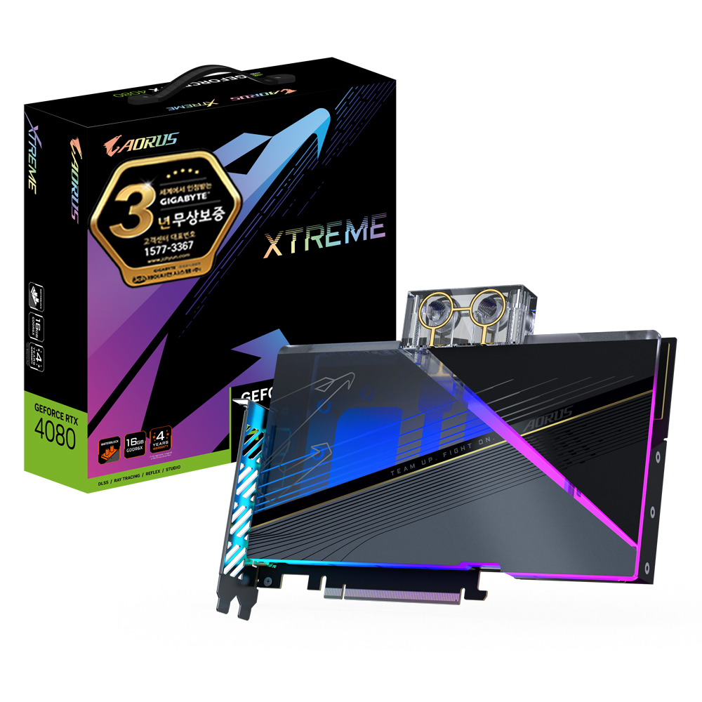 GIGABYTE AORUS 지포스 RTX 4080 XTREME 워터블럭 D6X 16GB 제이씨현_이미지