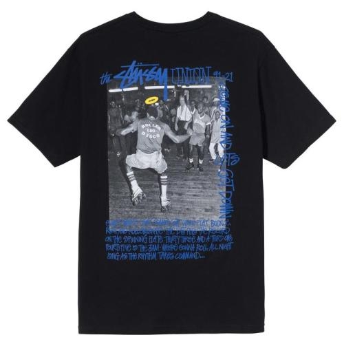  보장 스투시 x 유니온 롤러 디스코 반팔 티셔츠 블랙 Stussy x Union Roller Disco Tee
