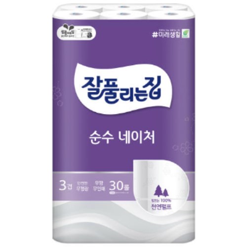 잘풀리는집 순수 네이처 27m (30롤) (2팩)_이미지