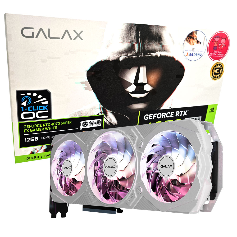 갤럭시 GALAX 지포스 RTX 4070 SUPER EX GAMER WHITE OC D6X 12GB_이미지