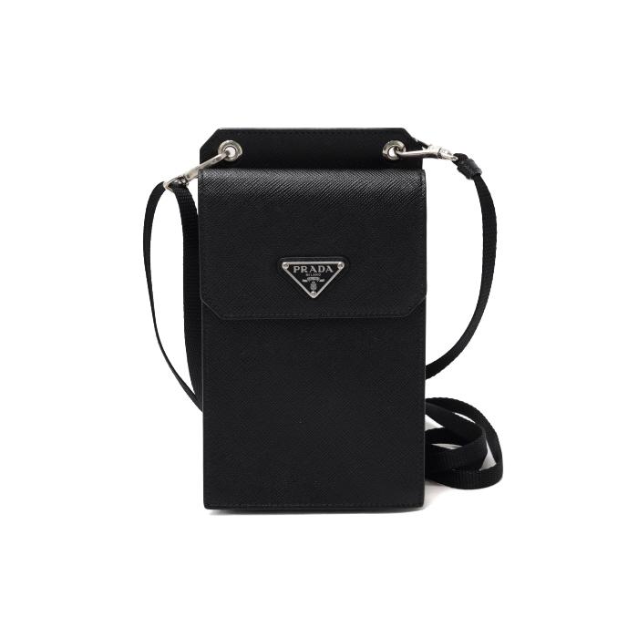 프라다 2ZH068 블랙 사피아노 폰홀더 남여공용 크로스백aa54925