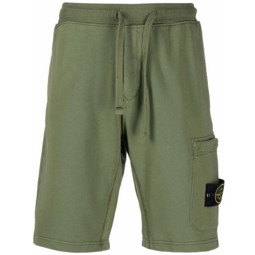 스톤아일랜드 와펜 코튼 버뮤다 반바지 761564651 (V0058, 그린)_이미지