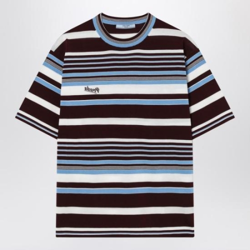 ����� Amaranth and light blue striped cotton T shirt P24B3HOOO19BR/XM_ -F0..