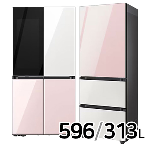 삼성전자 비스포크 키친핏 글램 RF60DB9342AP (화이트+핑크) + RQ33DB74C1AP (핑크+화이트)_이미지