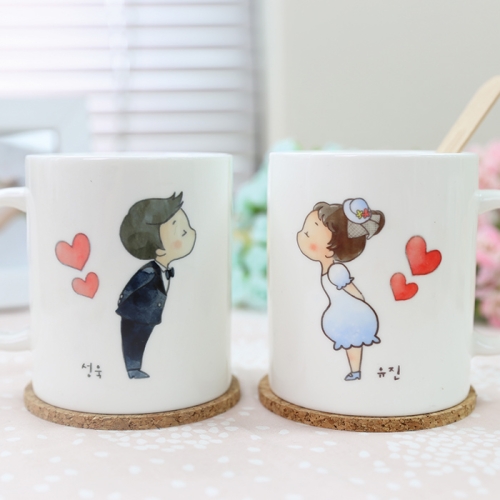 핸드팩토리 주문제작 커플츄츄 머그컵 2set 일반머그 B TYPE 2개