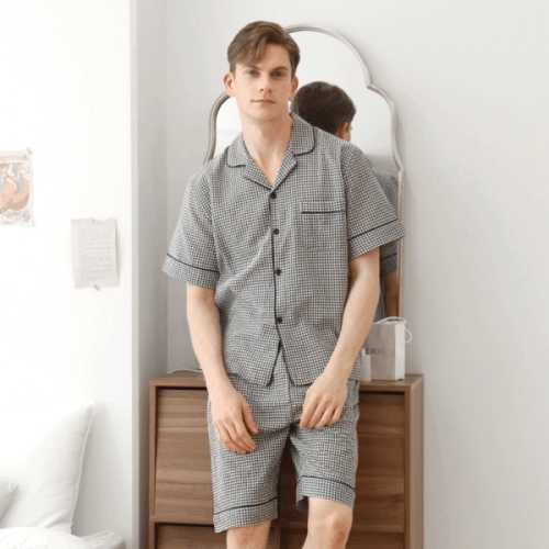레노마 패플 이너웨어엘리가모 남성 미니첵 5부 잠옷세트 BK ME1SH6_이미지