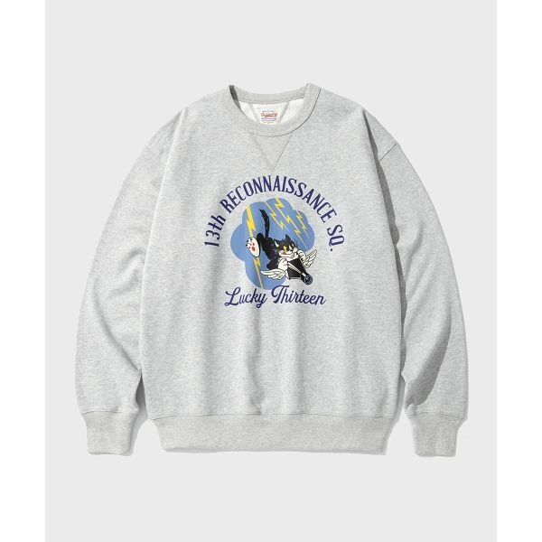 아웃스탠딩 MIL SWEAT LUCKY THIRTEEN MELANGE GRAY 439929