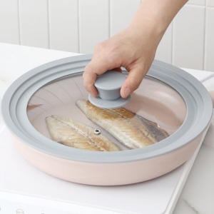 리빙스토리 실리콘 강화 유리뚜껑 후라이팬뚜껑 냄비뚜껑 후라이팬덮개 24-28cm_이미지