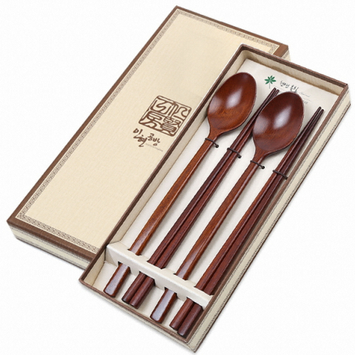인현공방 천연옻칠 베이직 나무 한식수저세트 (2인)_이미지