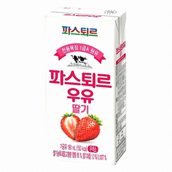 롯데푸드 파스퇴르 딸기 우유 190ml (48개)_이미지