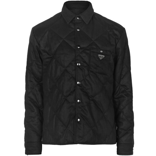 프라다 블랙 캐시미어 패딩 셔츠 자켓 SC826M 17XT F0002