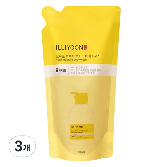아모레퍼시픽 일리윤 프레쉬 모이스춰 바디워시 리필 500ml (3개)