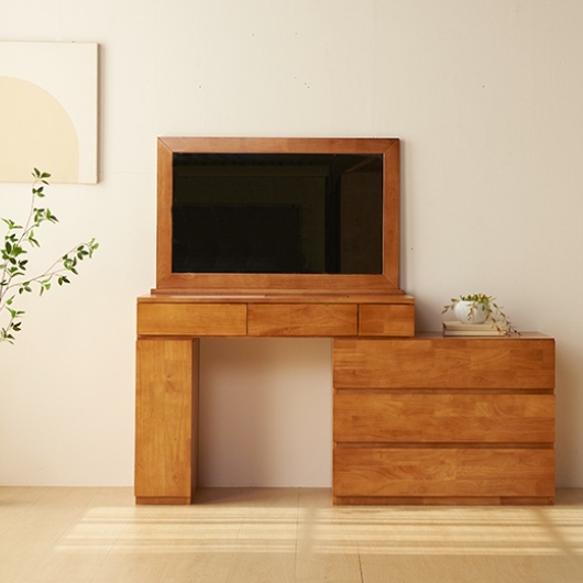 어반레스트 무무 고무나무 원목 확장형 거울 화장대 1000_이미지