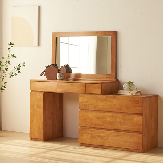 어반레스트 무무 고무나무 원목 확장형 거울 화장대 1000_이미지