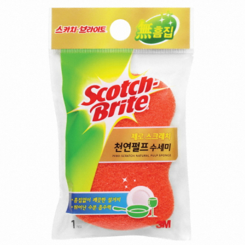 3M 스카치브라이트 제로스크래치 천연펄프 수세미