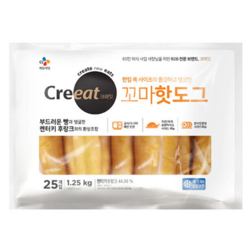 CJ제일제당 크레잇 꼬마핫도그 1.25kg이미지입니다. 누르면 해당 게시물로 새창이동합니다.