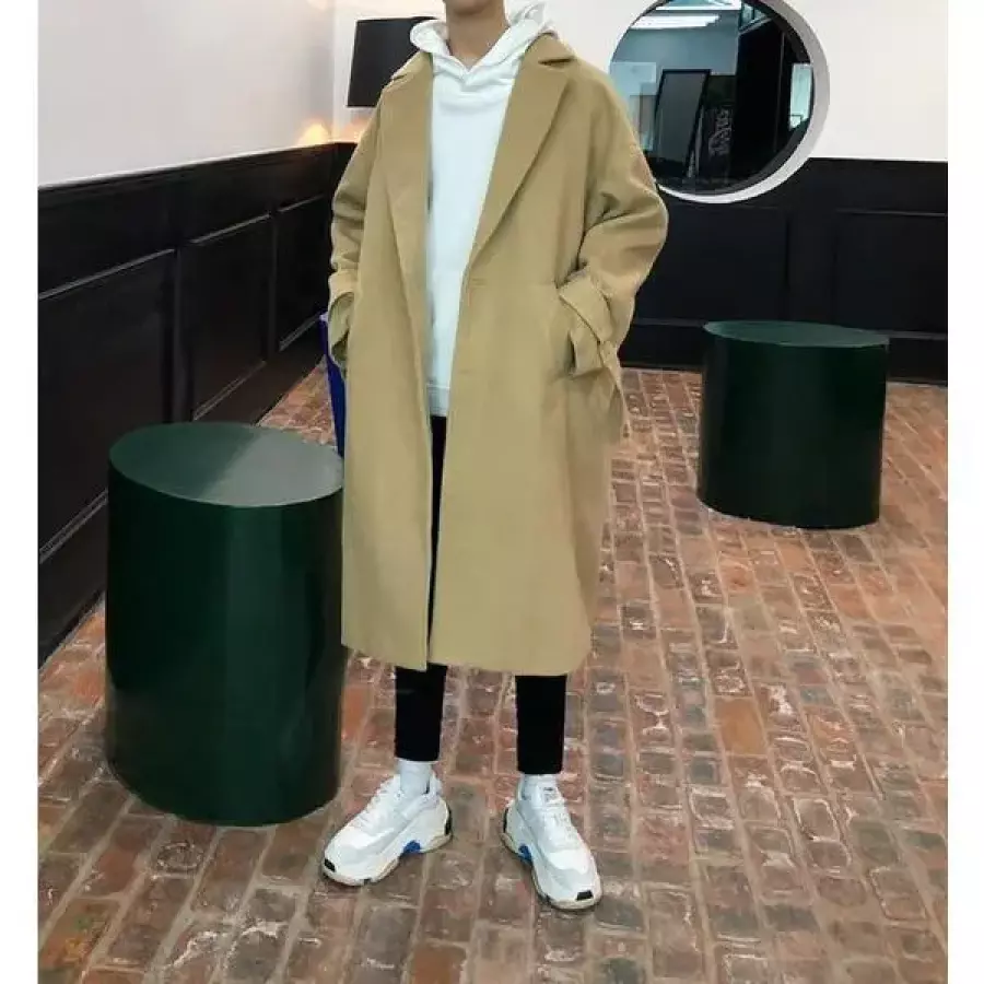 남성 무슈봉 카라멜 베이지 캐쥬얼 모직 코트 11277450A