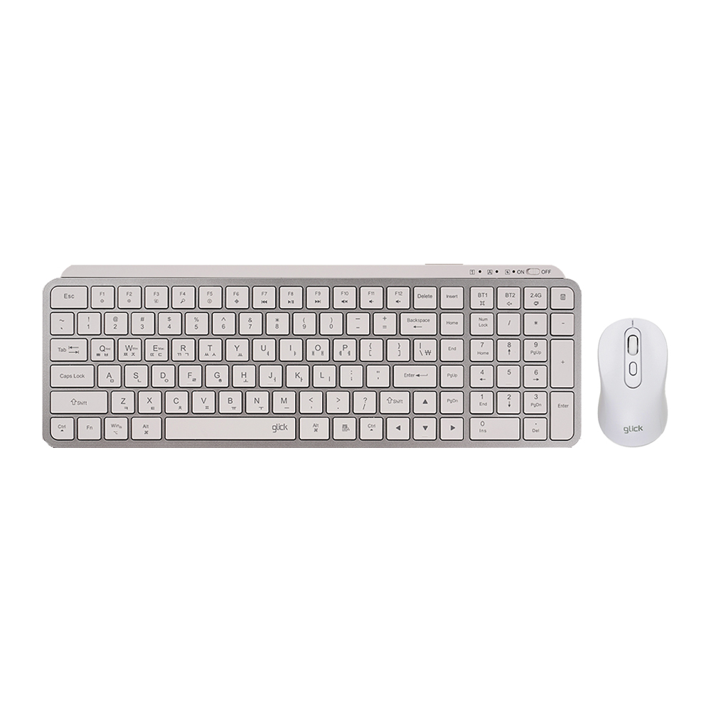 지클릭커 OFFICEPRO WMK225 무선 키보드 마우스 세트 (화이트)_이미지