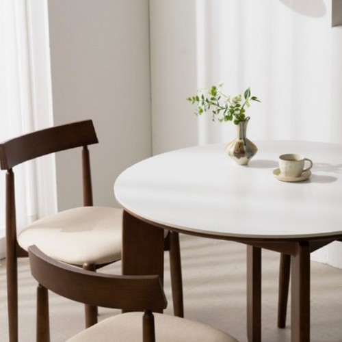 카펜터홈 페피 원형 원목 포세린 세라믹 식탁 1000 (로망스의자2개)_이미지